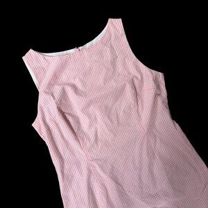 Vintage Dress Pink Gingham Sleeveless Short Size 14 Moda Intl USA 1990s Cotton